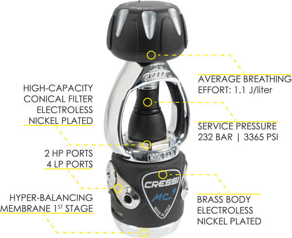 Cressi MC9 Regulator for Coldwater or Tropical Diving