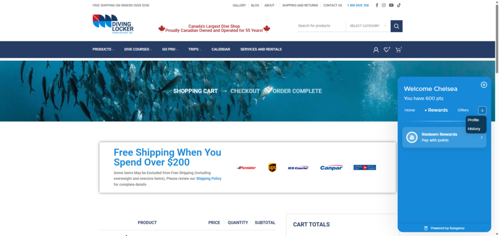 Loyalty Program, Vancouver Diving Locker, Canada
